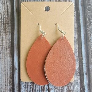 Brown Faux Leather Earrings